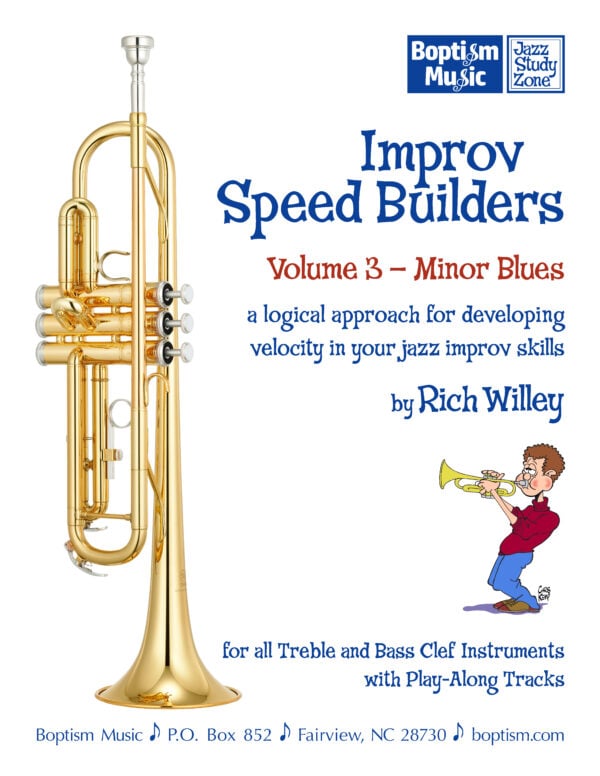 Improv Speed Builders Vol.3, Minor Blues for all 𝄞 treble and 𝄢 bass clef instruments by Rich Willey